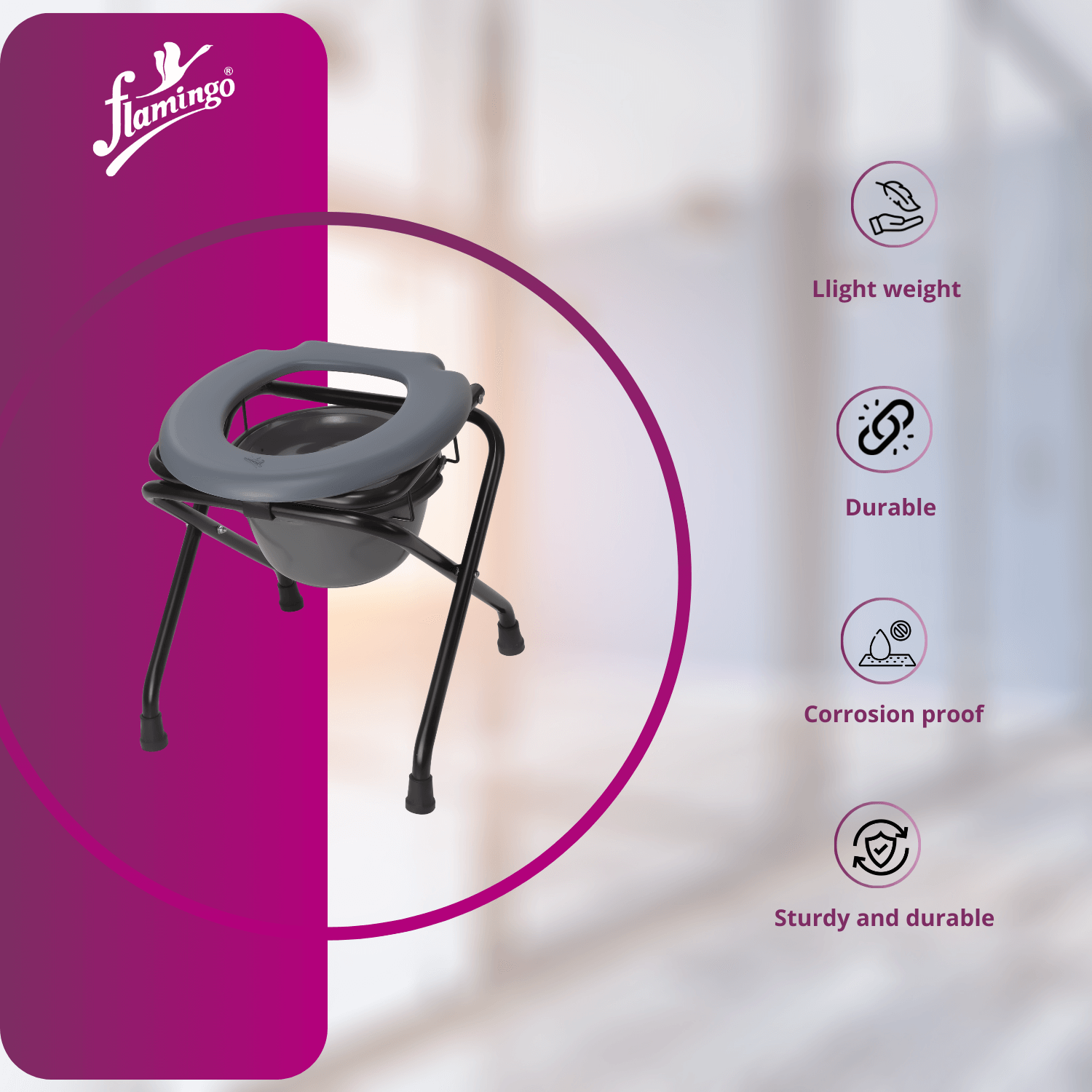 Commode stool
Removable container commode stool
Ergonomic stool
Foldable commode stool
Durable commode stool
Lightweight commode stool
Aluminum commode stool
