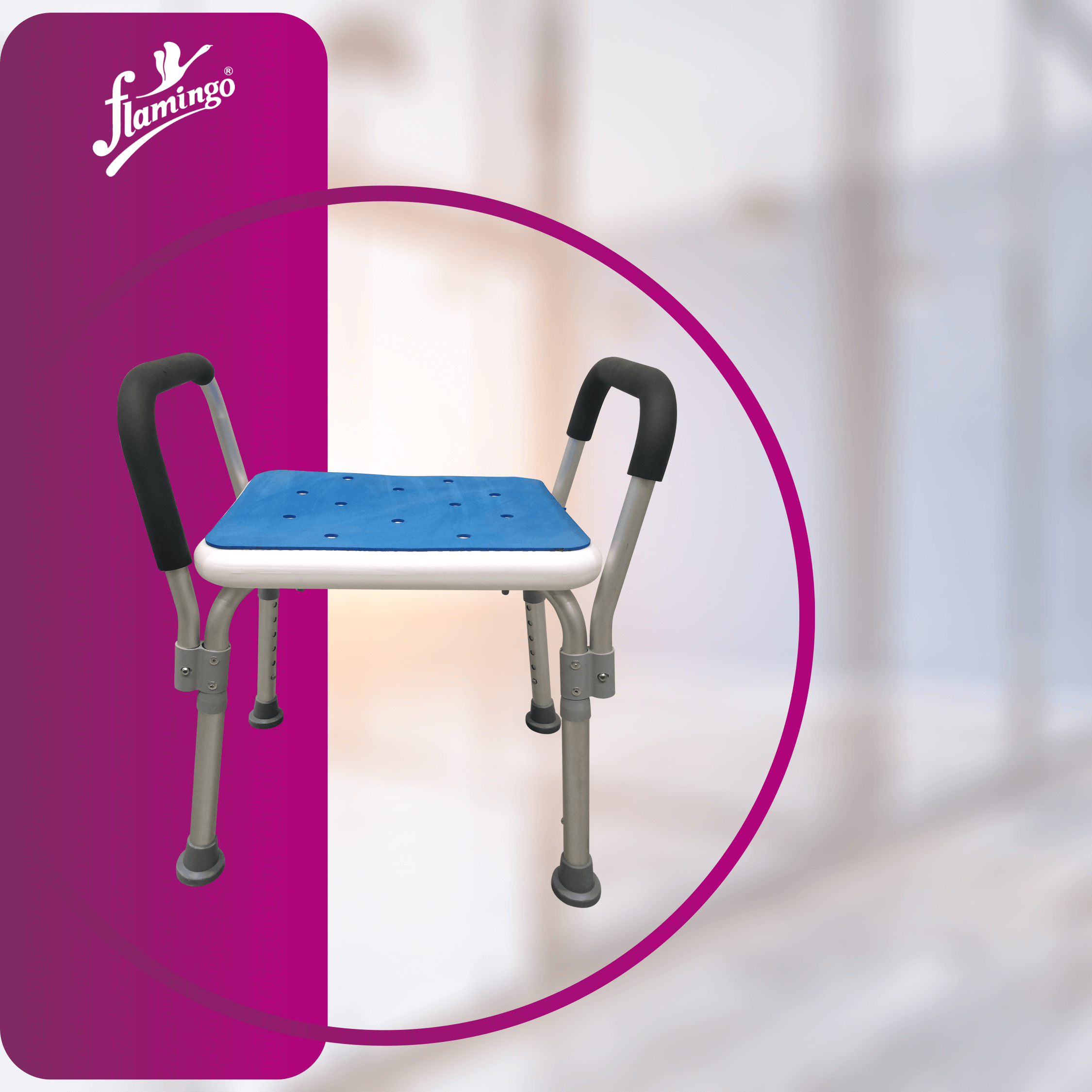 Shower stool with rails
Height adjustable shower stool
Shower seat with handrails
Bathroom chair with backrest
Anti-slip shower stool
Shower stool for elderly
Corrosion-resistant bathroom stool
