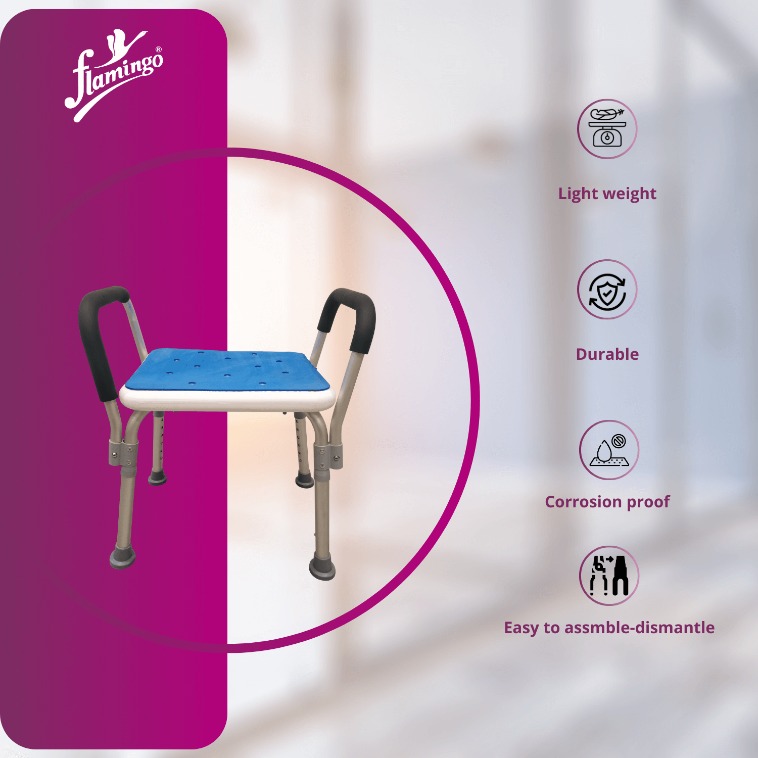 Medokare shower chair with rails hotsell