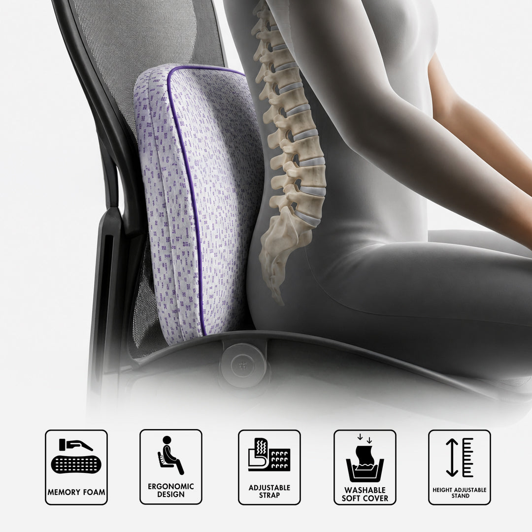 Premium Memory Foam Back Rest (With Height Adjustable Stand)
