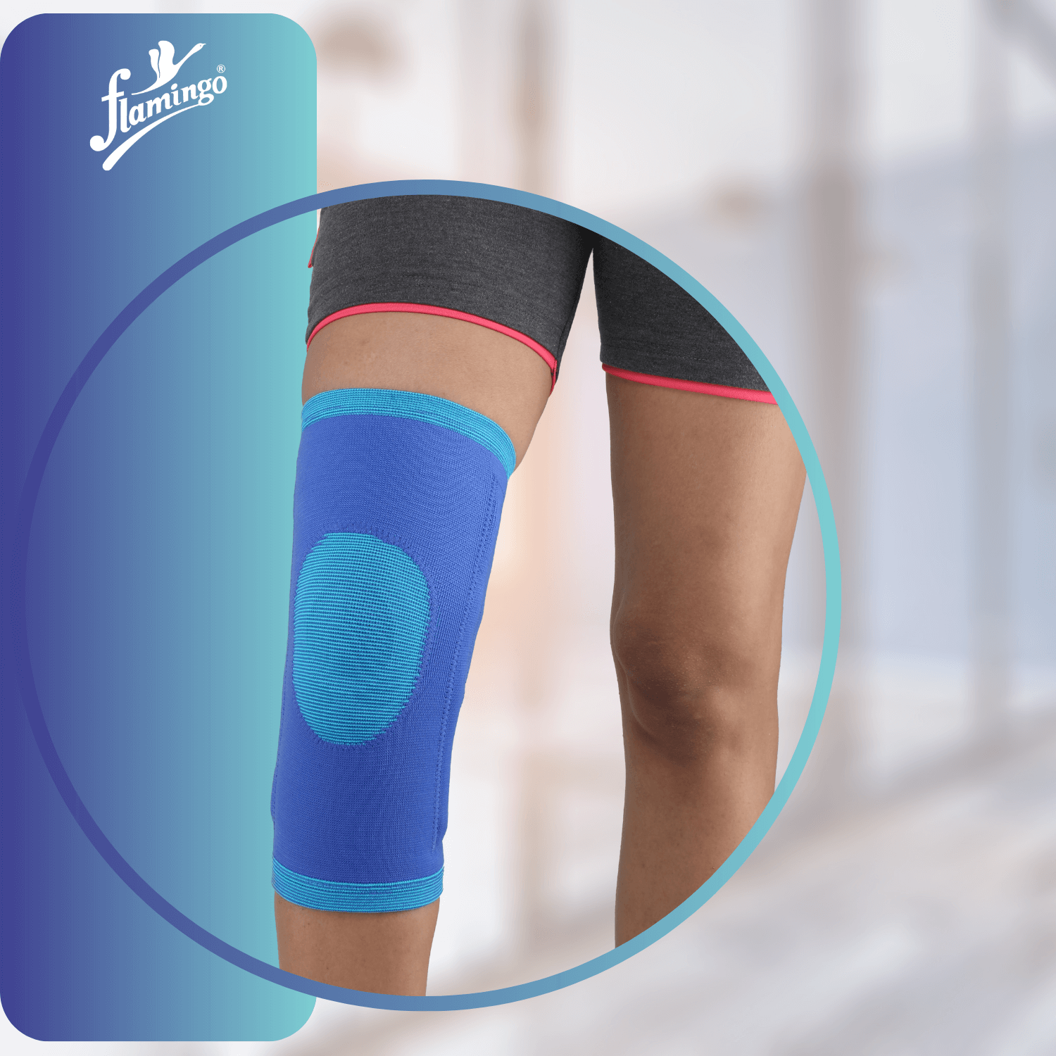 Flamingo Premium Flexi Hinged Knee Sleeve, knee support, silicone patella ring knee brace, knee sprain relief, patellar injury support, hinged knee sleeve, arthritis knee support.