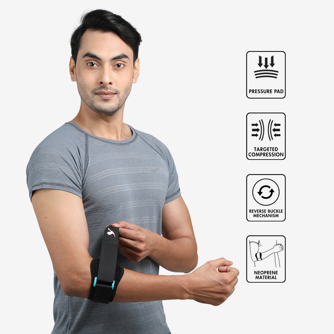 Flamingo Neoprene Tennis Elbow Support, tennis elbow relief, golfer's elbow brace, elbow compression support, elbow pain relief, adjustable elbow brace.
