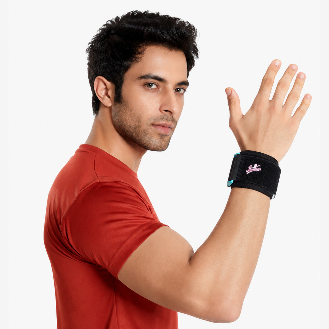 Flamingo Neoprene Wrist Wrap, wrist sprain support, mild wrist injury support, adjustable wrist brace, neoprene wrist wrap, breathable wrist support, customizable wrist wrap.
