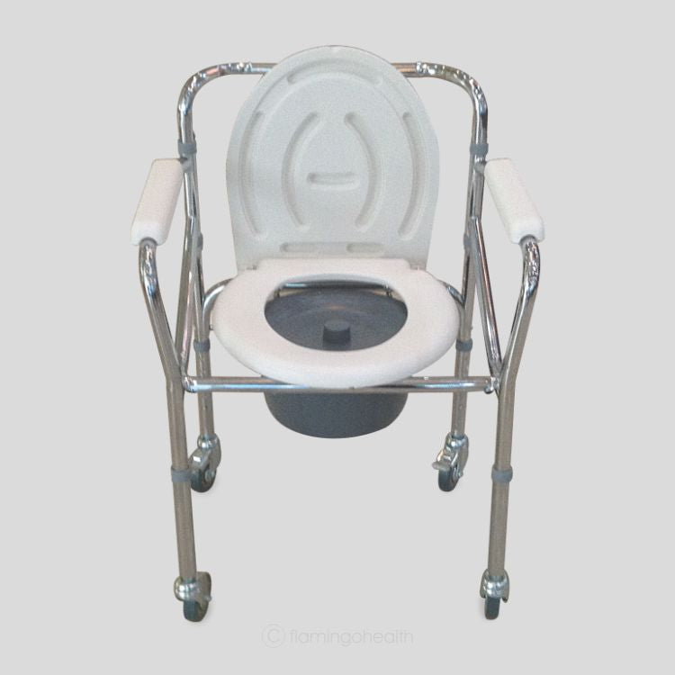 Classic Commode Chair with Wheel Flamingo Health