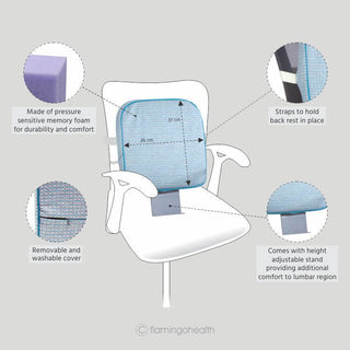 Premium Memory Foam Back Rest (With Height Adjustable Stand)